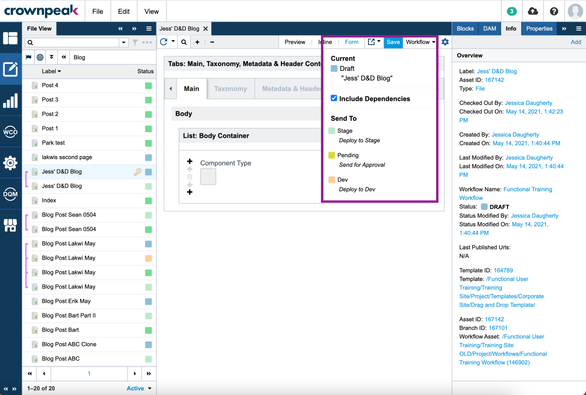 Workflow drop-down